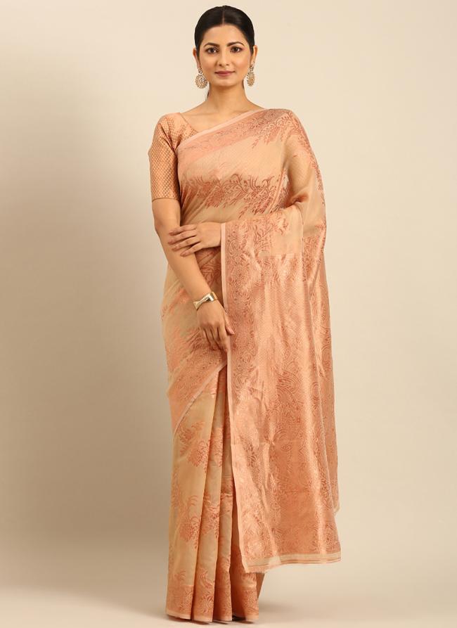 Cotton Beige Daily Wear Weaving Saree